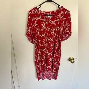 Red dress with white flowers